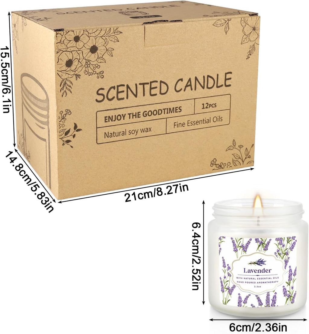 12 Pack Scented Candles with Added Natural Essential Oils, 3.05Oz, Suitable for Various Festivals, Parties, Yoga, and Home Scene