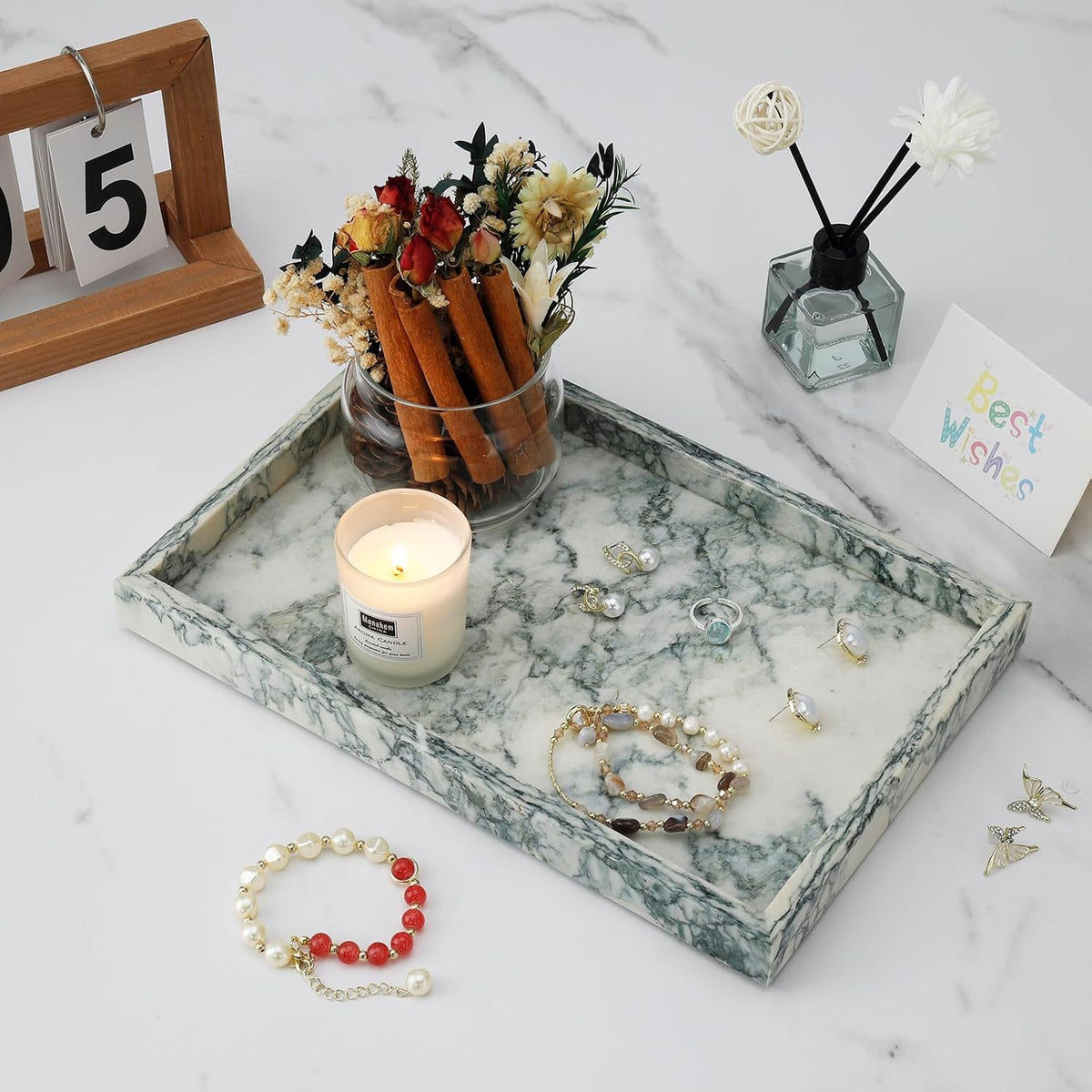 Marble Bathroom Tray,Pure Natural Vanity Tray