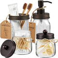 Mason Jar Bathroom Accessories Set, 4Pcs Glass Bathroom Set,Bronze