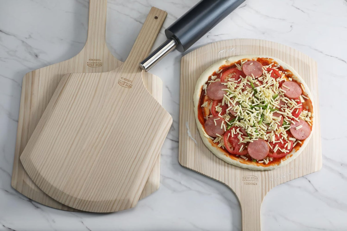 Wooden Pizza Peel, 16" L X 14" W, 24" Overall