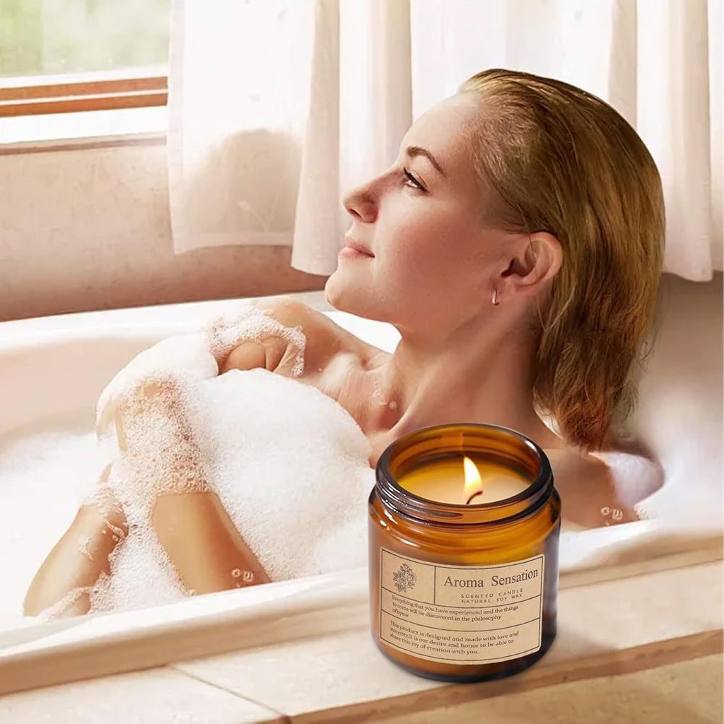 Organic Smoked Vanilla Candles - Non Toxic Soy Candles for Home, Stress Relief & Meditation (7Oz)