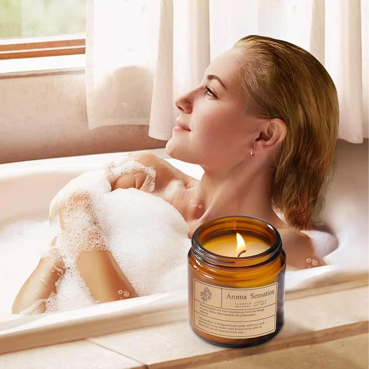 Organic Smoked Vanilla Candles - Non Toxic Soy Candles for Home, Stress Relief & Meditation (7Oz)