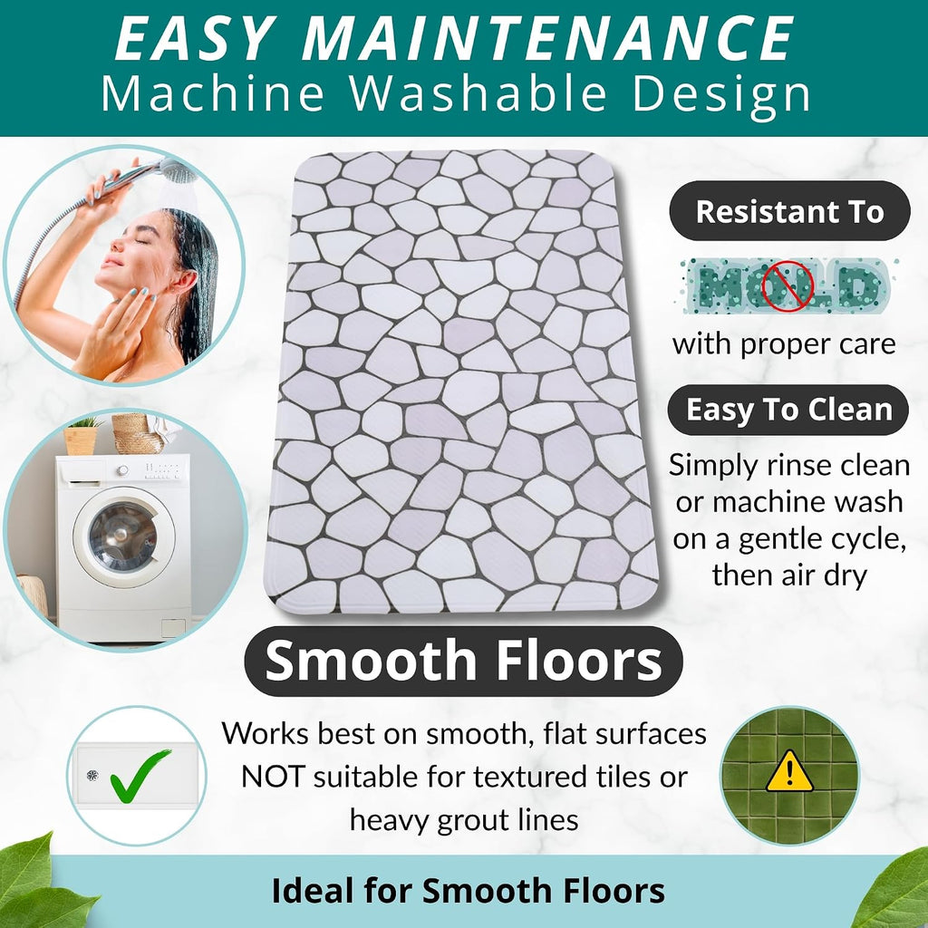 Bath Mat for Tub and Shower Floors - Non Slip Shower Mat – anti Slip Bathtub Mat with Strong Suction Cup Grip – Soft, Pebble Print Bathroom Mat for inside Bath and Showers (28X16 Pebble)