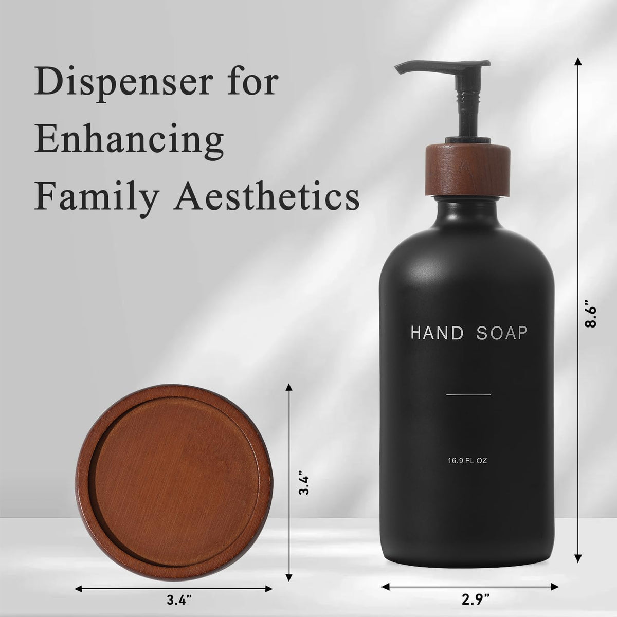 Black Soap Dispenser, Refillable Hand Soap Dispenser