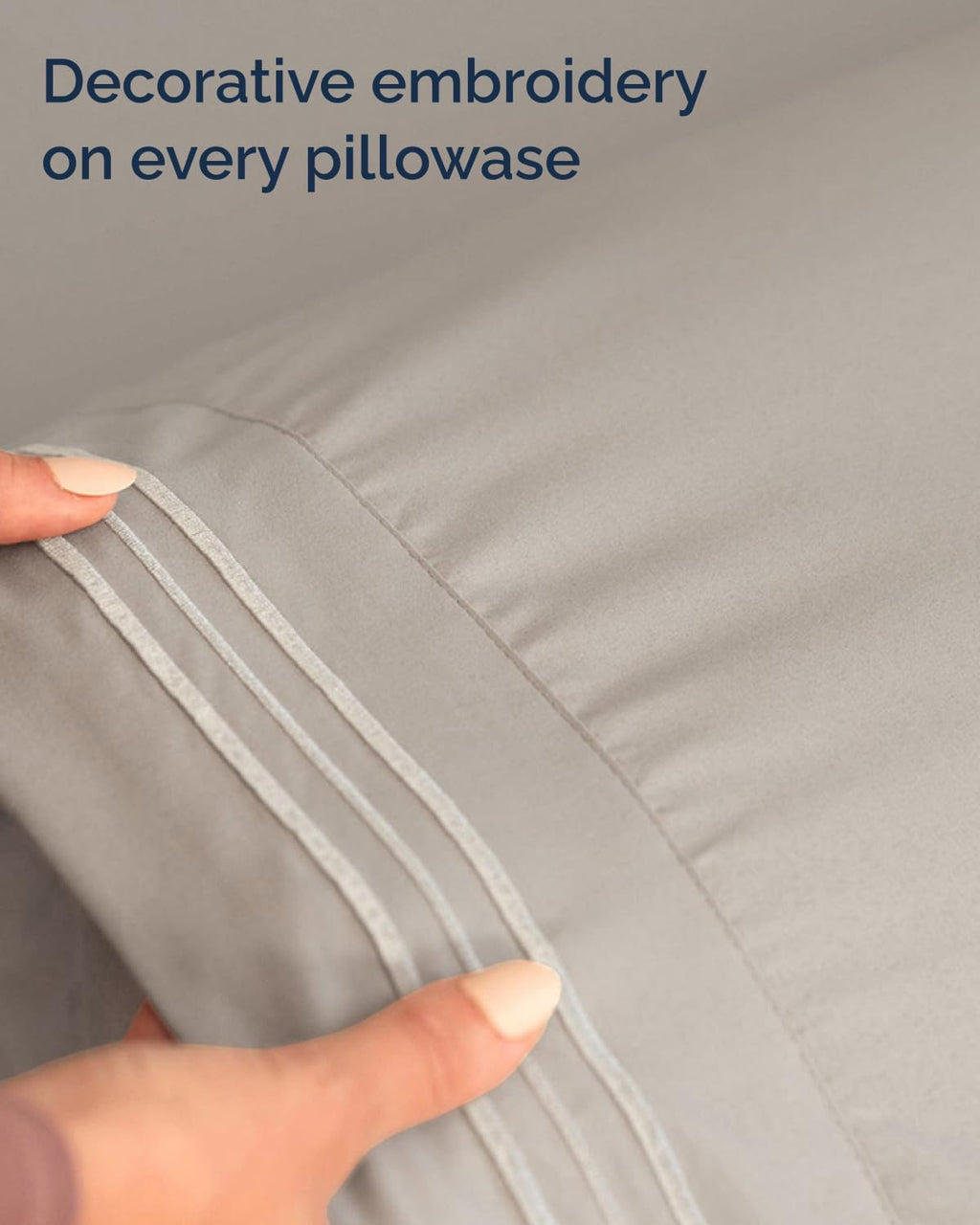 Twin XL 3 Piece Sheet Set - College Dorm Room Essentials - Light Grey