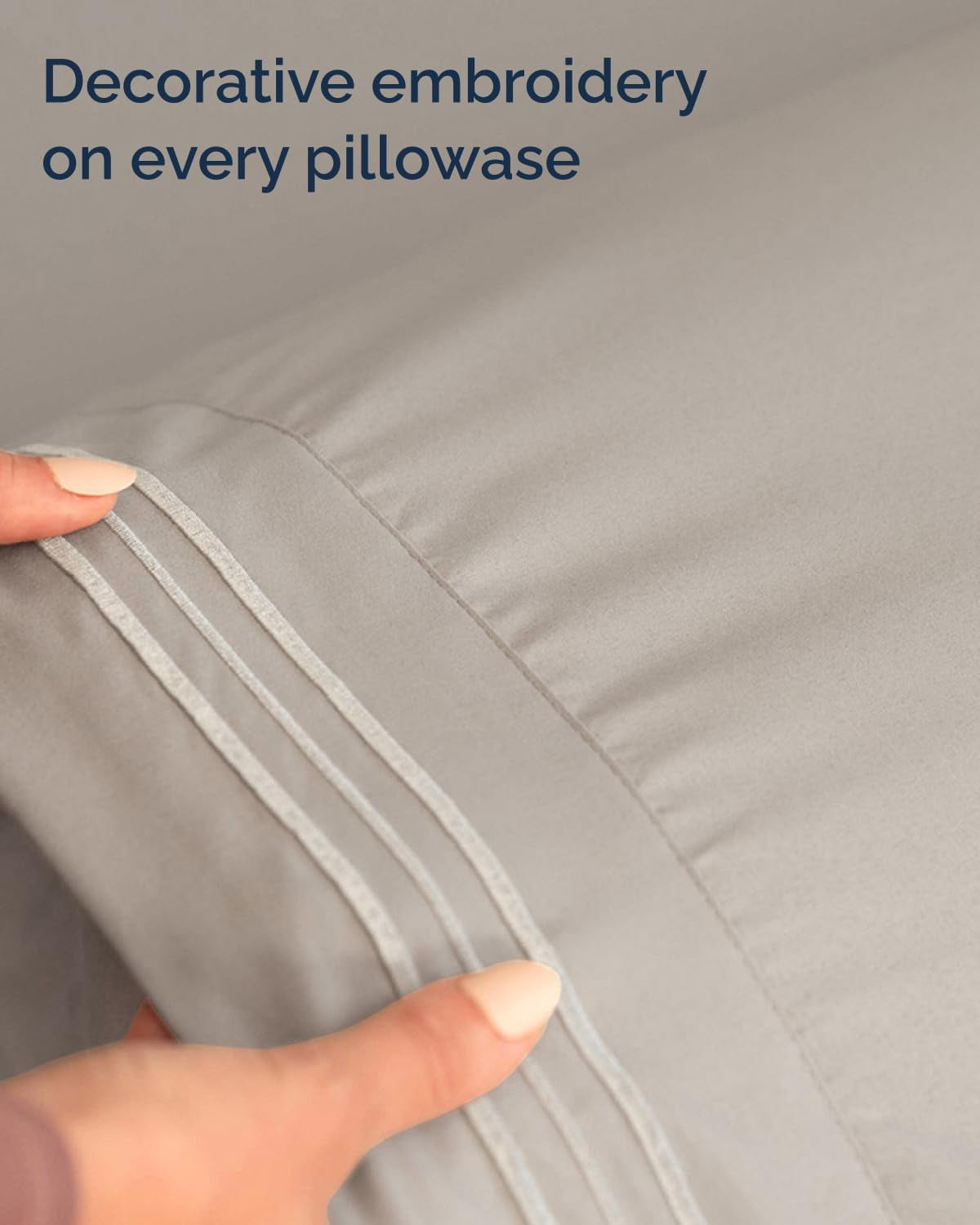 Twin XL 3 Piece Sheet Set - College Dorm Room Essentials - Light Grey