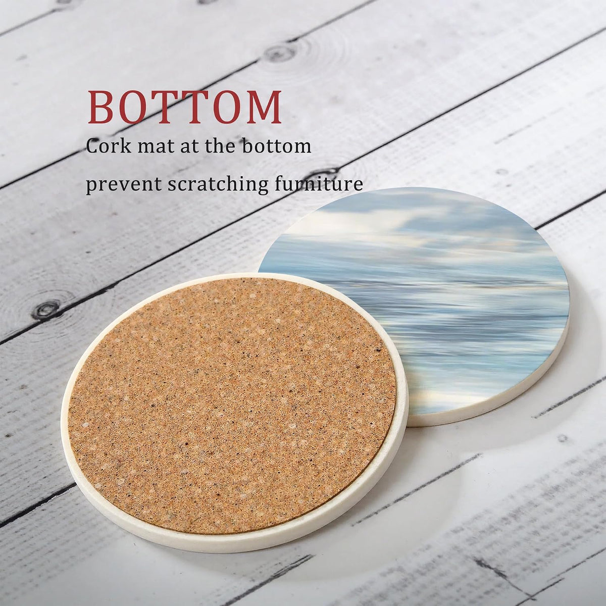Blue Marble Coasters Set of 6,Ceramic Drink Coasters with Holder,Home Office Desk Coffee Table Decoration Housewarming Gift (Blue Marble)