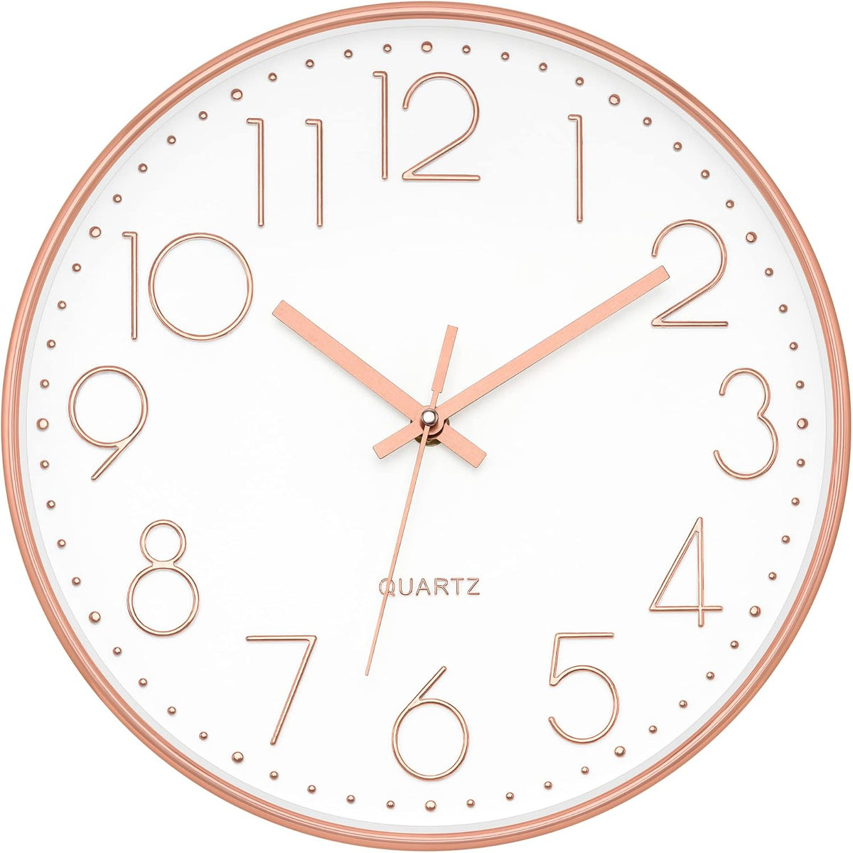 12" Modern Wall Clock Silent Battery Operated Rose Gold Clock