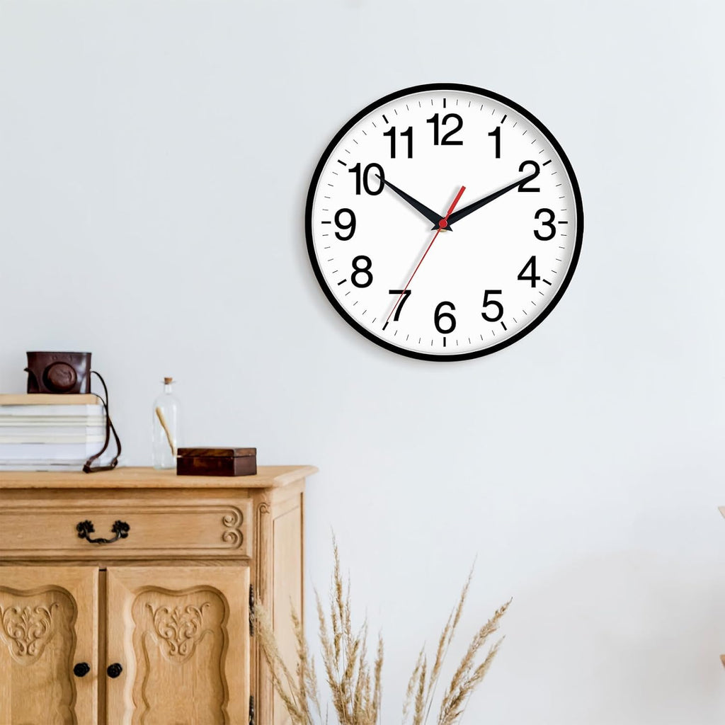 Wall Clock Analog 18 Inch Black Battery Operated Silent Clock