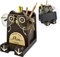 Wood Multipurpose Eyeglass Phone Pen & Pencil Holder Stand Stationery Desk Box Organizer Accessories, Home Office Desktop Decor Birthday Graduation Gifts “Dream Big Aim High” (Owl)