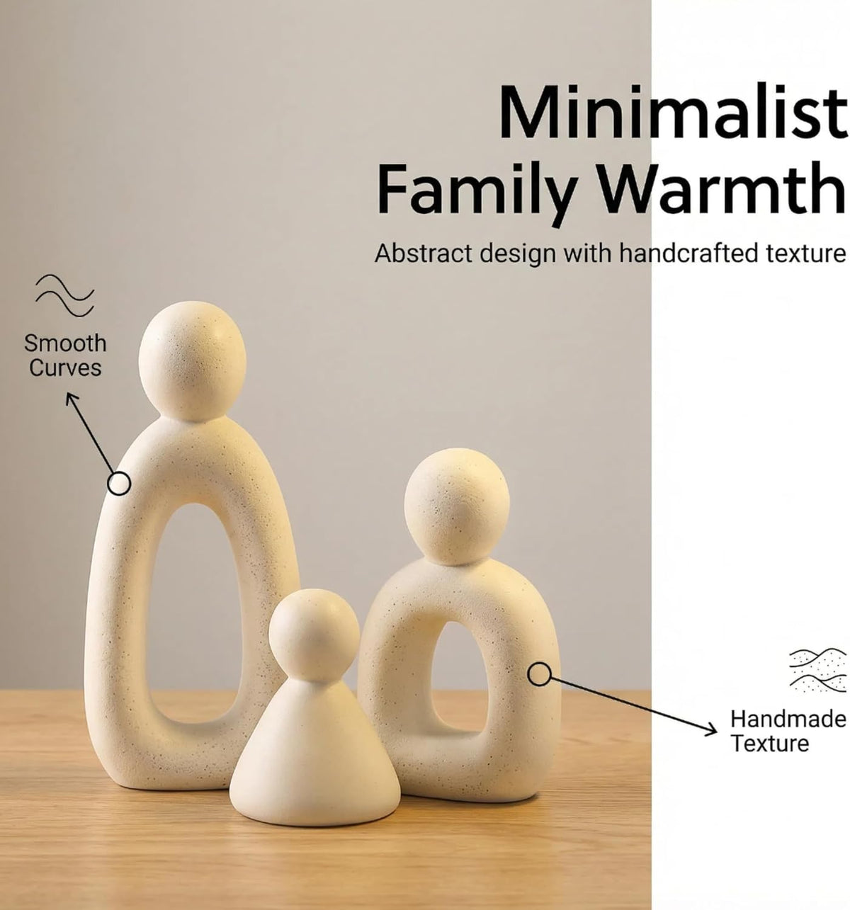 Abstract Family of 3 Collectible Figurines - White