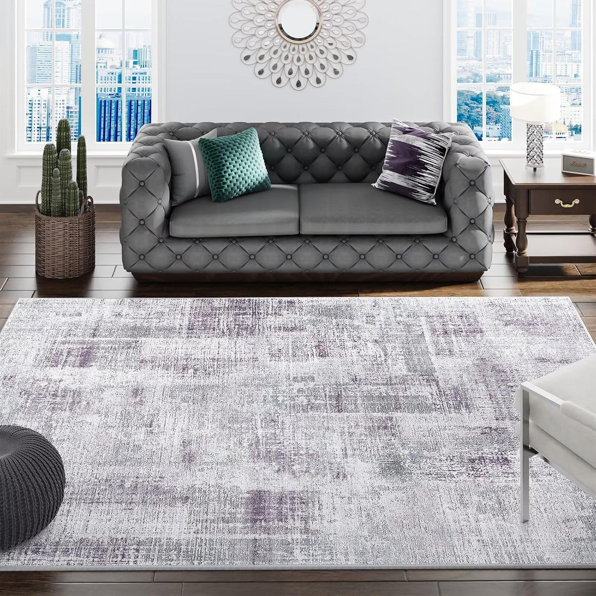 9X12 Area Rugs for Living Room, Decor Carpet for Bedroom, Purple