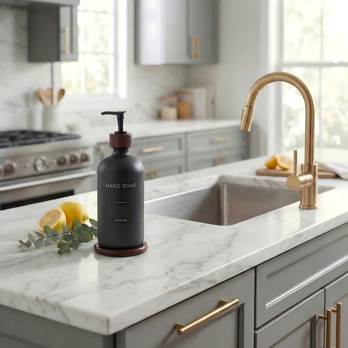 Black Soap Dispenser, Refillable Hand Soap Dispenser