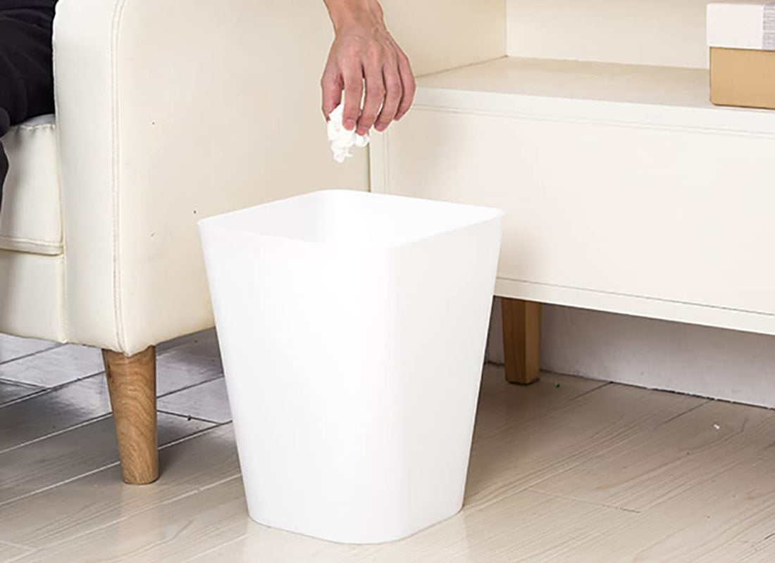 Set of 4 Plastic Small Trash Can - 1.6 Gallon Square Wastebasket Garbage Can for Home Kitchen Office Bathroom