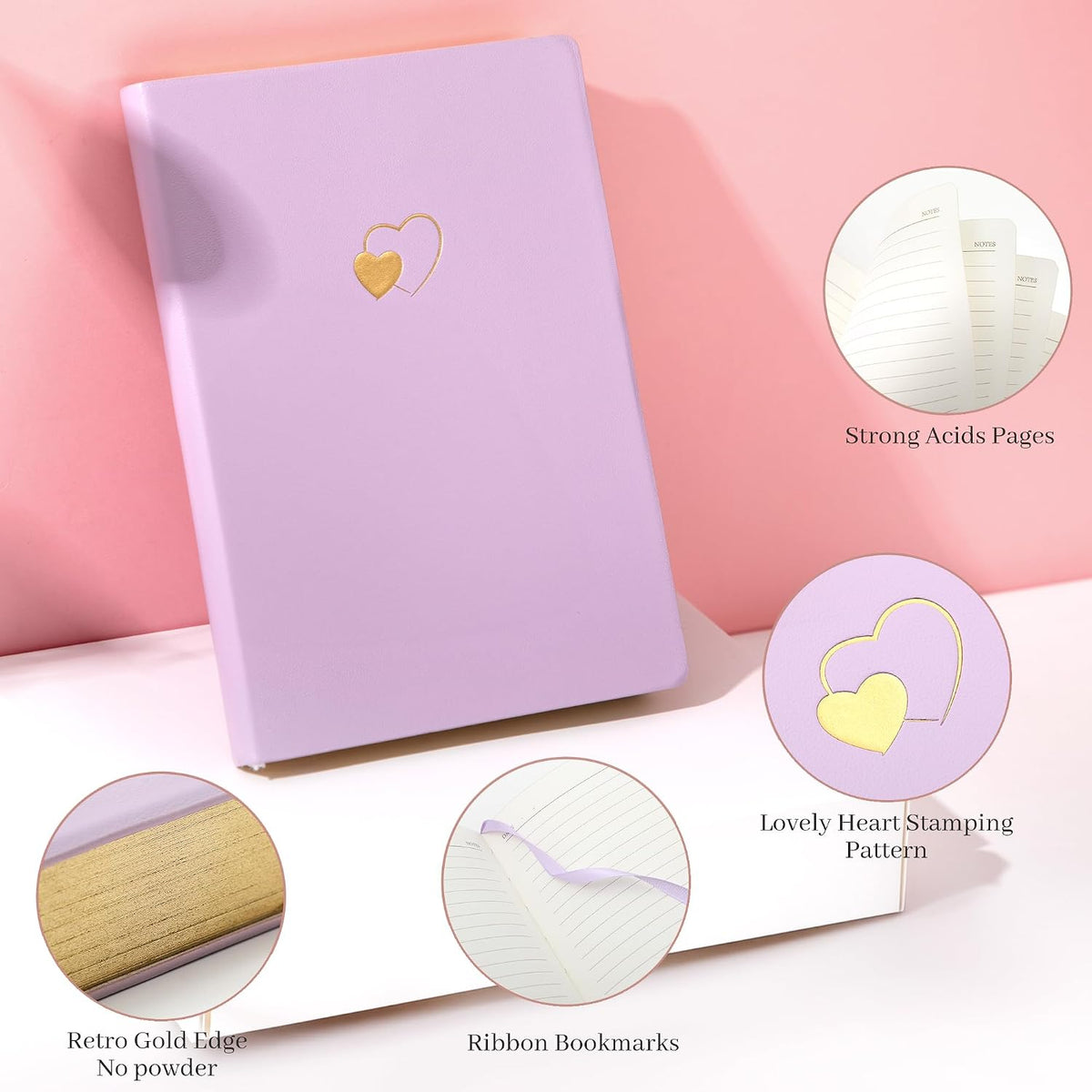 Journal for Women Girls, Cute Leather Journaling Notebook, Purple