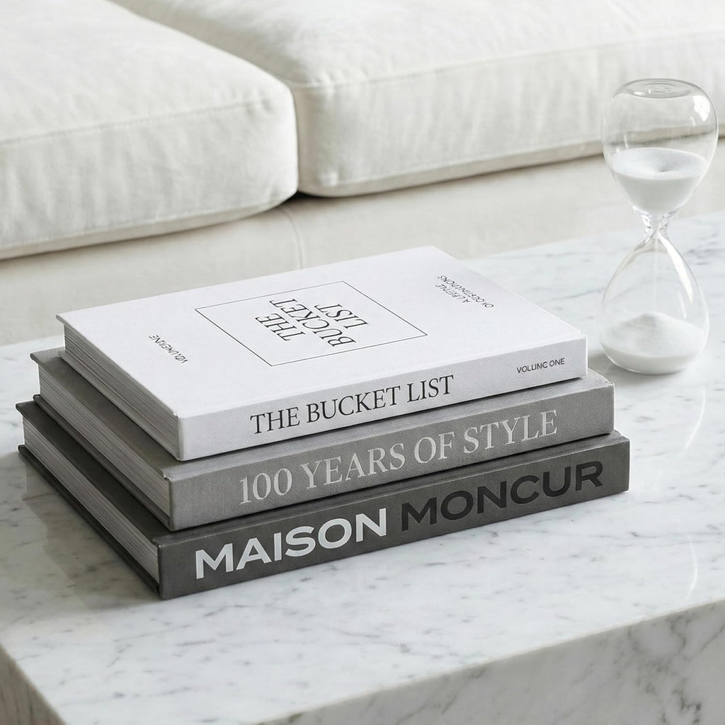 Faux Books for Decoration Motivational Coffee Table Books Set of 3 Black & White Design Books with Removable Covers and Real Blank Pages for Modern Home Decor, Shelf Styling and Aesthetic Interiors