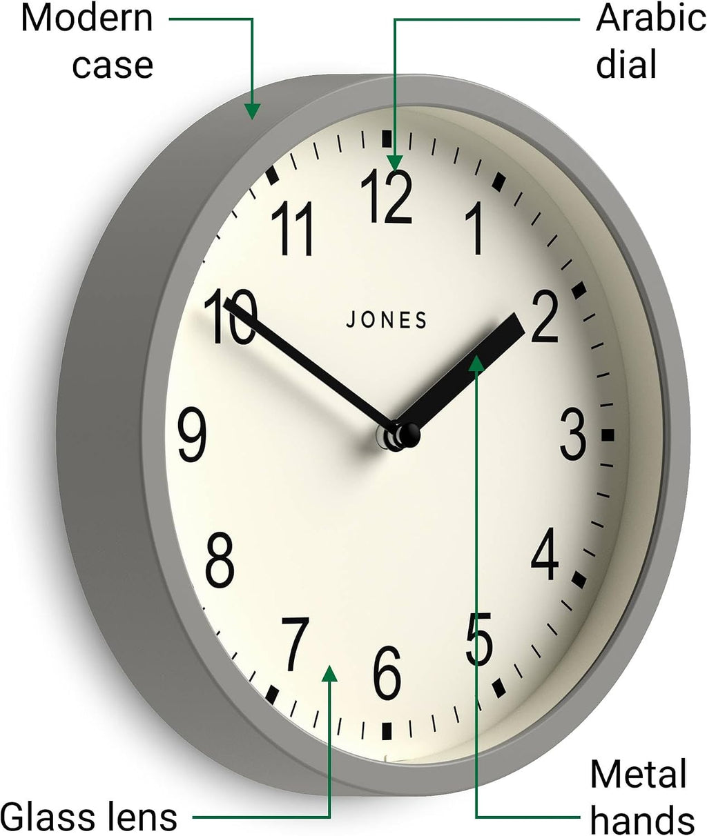 ® Spin Wall Clock | Small Modern round Clock | 8" | Gray | Easy to Read Numbers | Ideal for Kitchen, Office, Children’S Room or Any Small Space