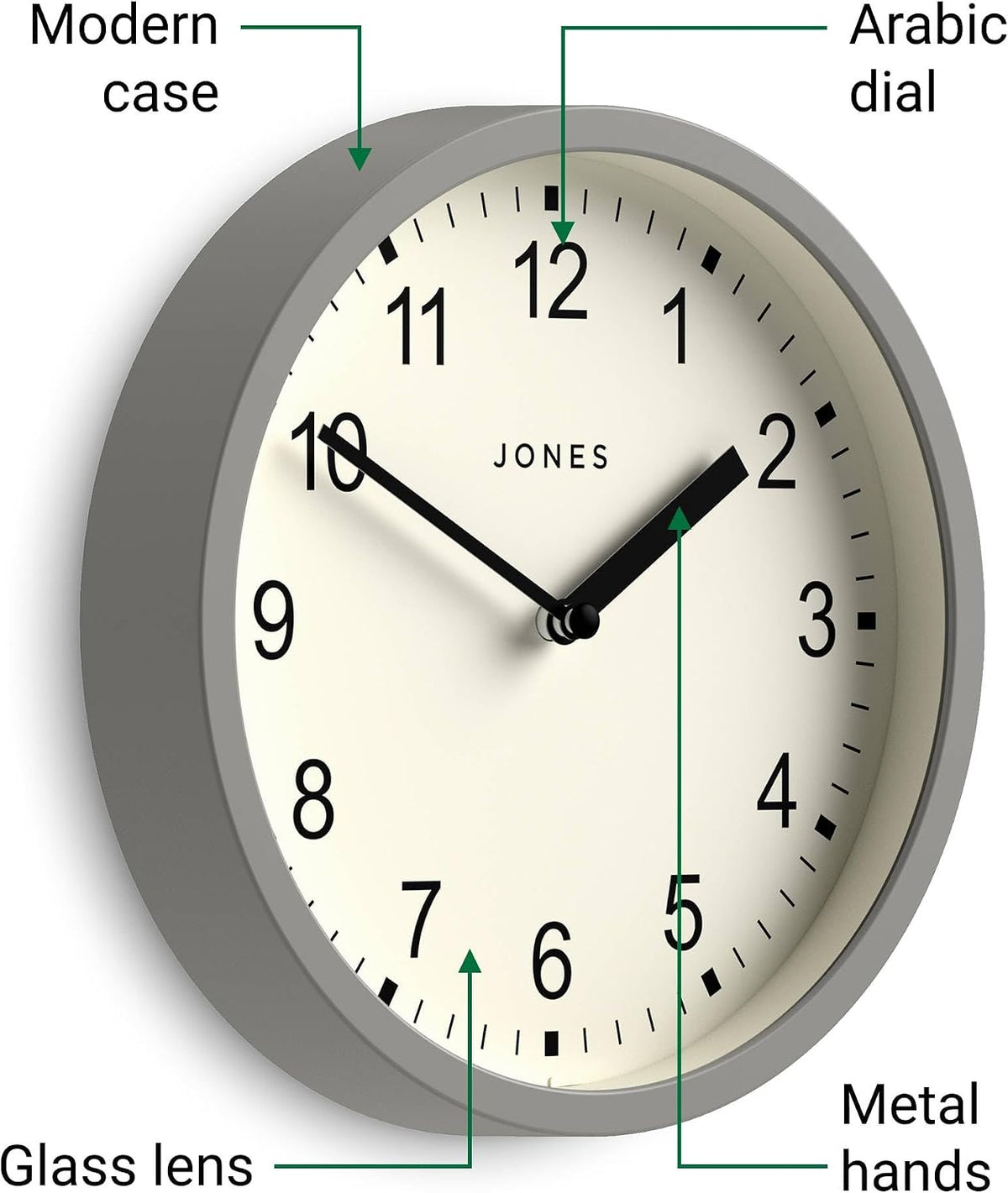 ® Spin Wall Clock | Small Modern round Clock | 8" | Gray | Easy to Read Numbers | Ideal for Kitchen, Office, Children’S Room or Any Small Space