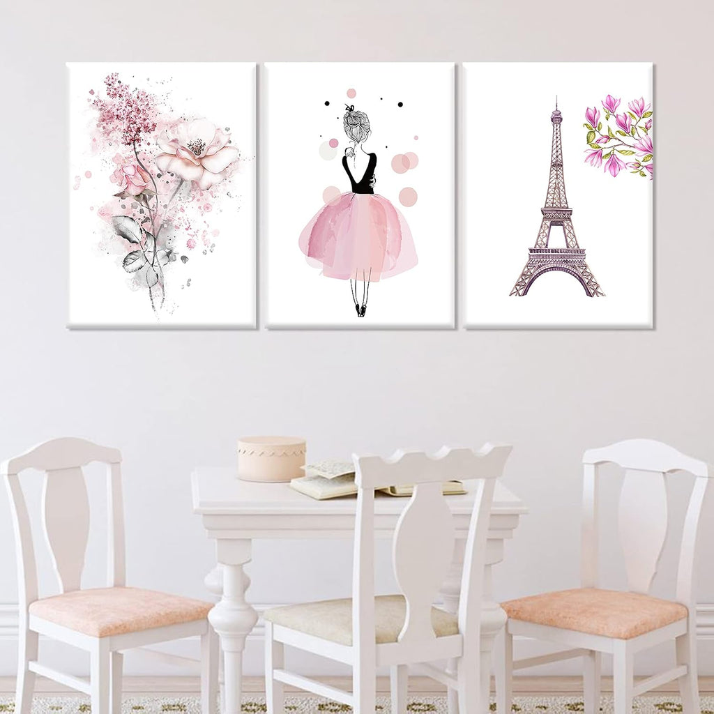 Cute Bedroom Decor for Teen Girls - Pink Wall Decor Canvas Wall Art Paintings Prints Framed Artwork for Girls' Room