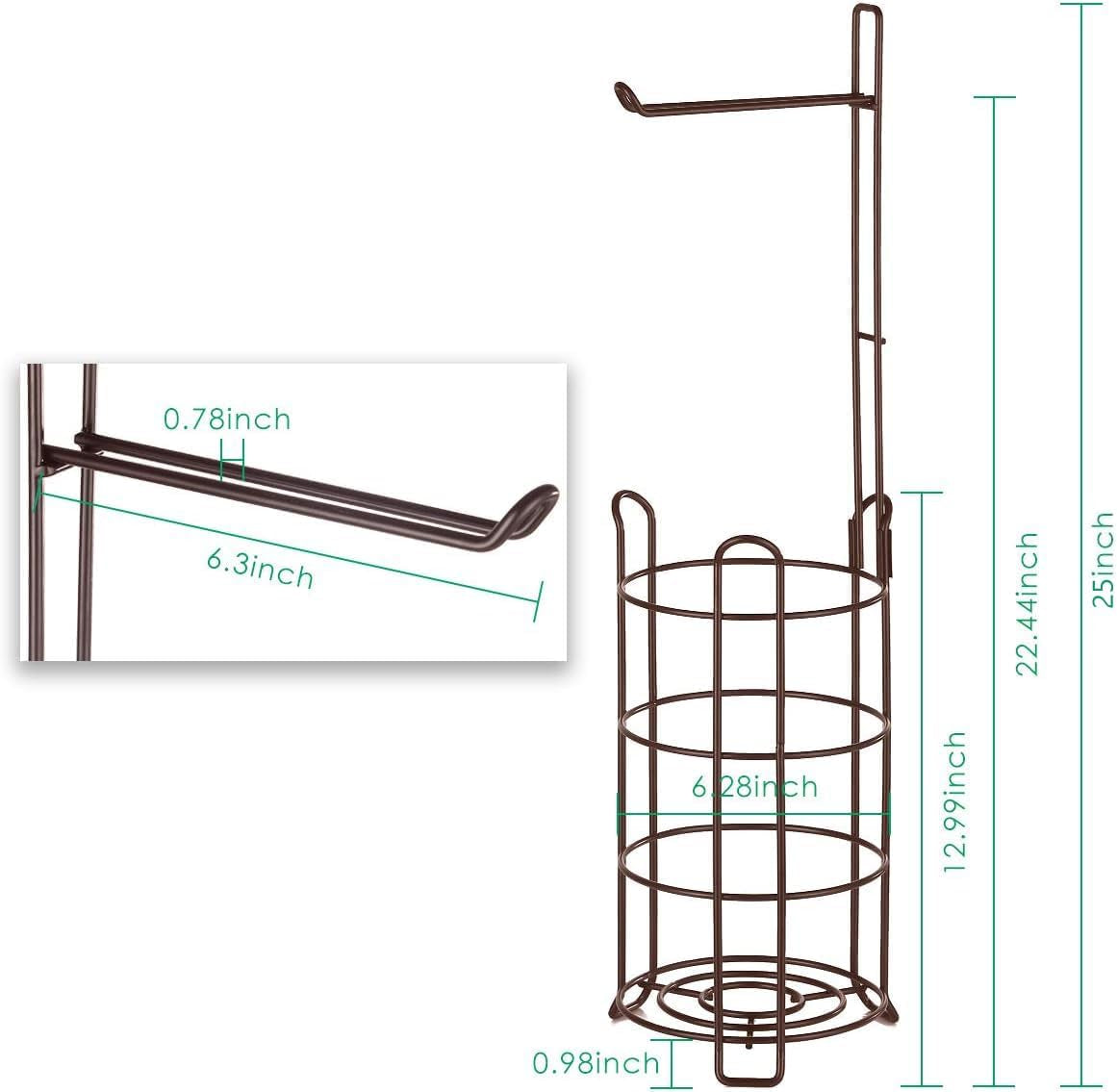 Toilet Paper Holder Stand Free Standing, Holds 4 Mega Rolls, Bronze