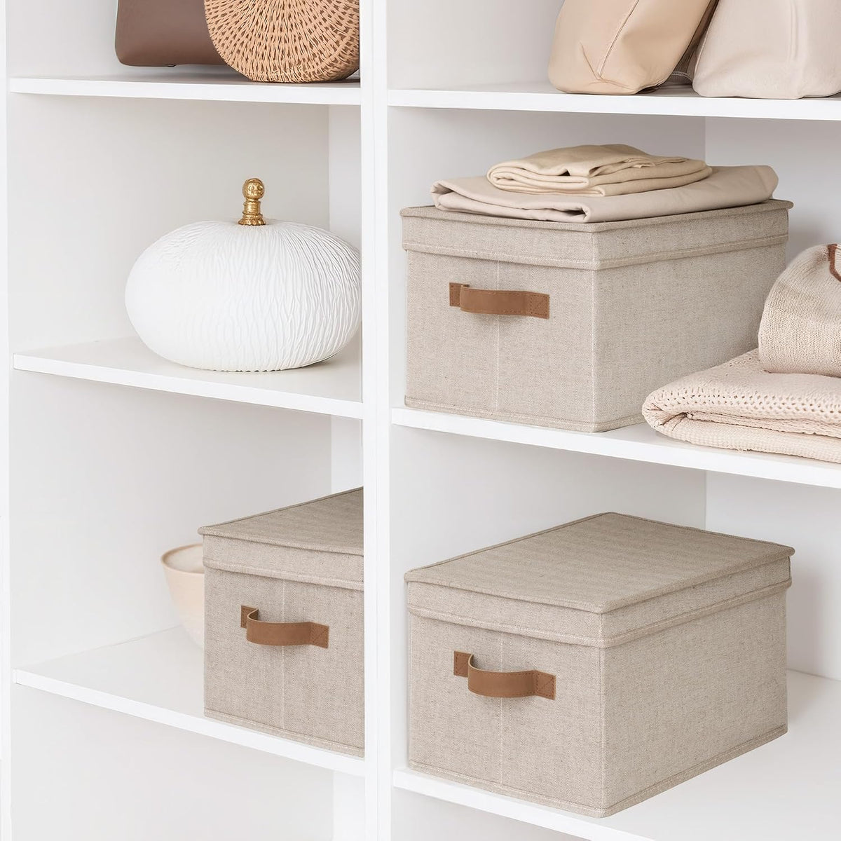 Fabric Storage Bins with Lids, Decorative Storage Bins