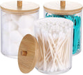 3 Pack Acrylic Qtip Holder Dispenser for Cotton Ball Pad round Swab Holder,Clear Plastic Apothecary Jars for Bathroom Canister Accessories Storage Organizer and Vanity Makeup Organizer