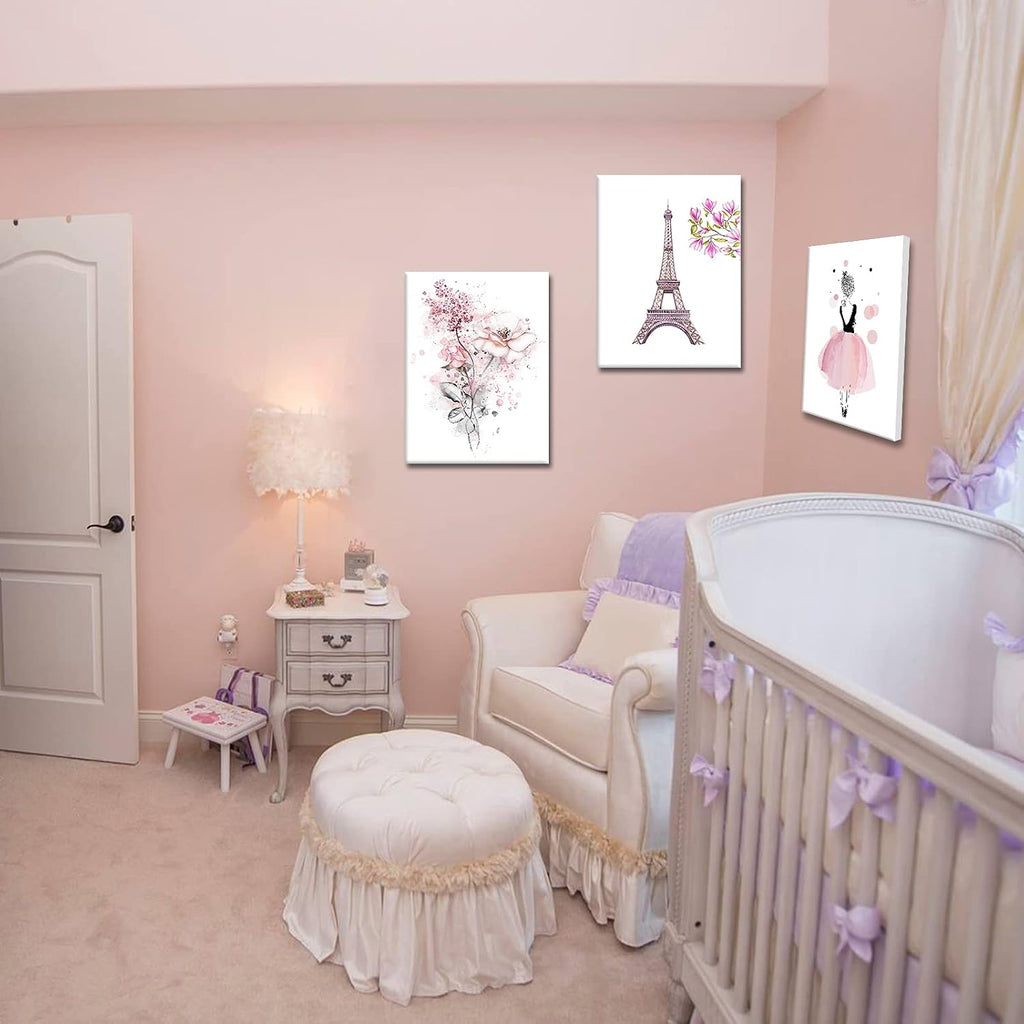 Cute Bedroom Decor for Teen Girls - Pink Wall Decor Canvas Wall Art Paintings Prints Framed Artwork for Girls' Room