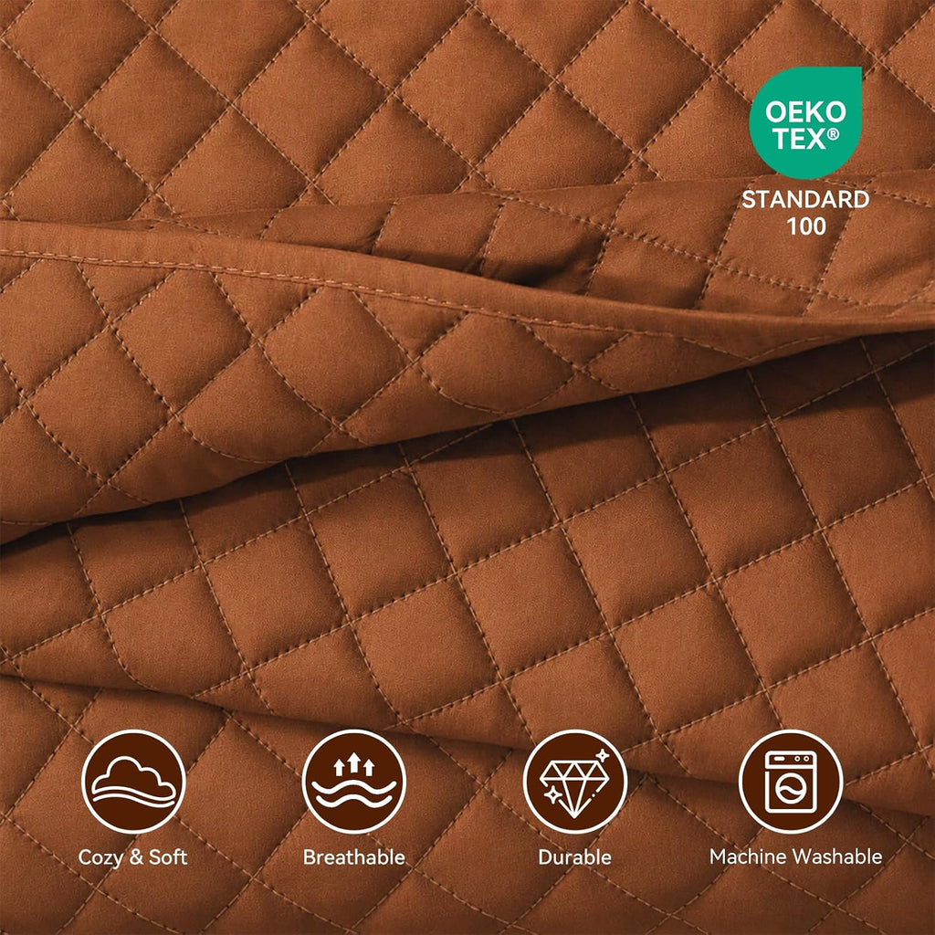 King Quilt Bedding Set, Lightweight Bedspreads,Brunt Orange