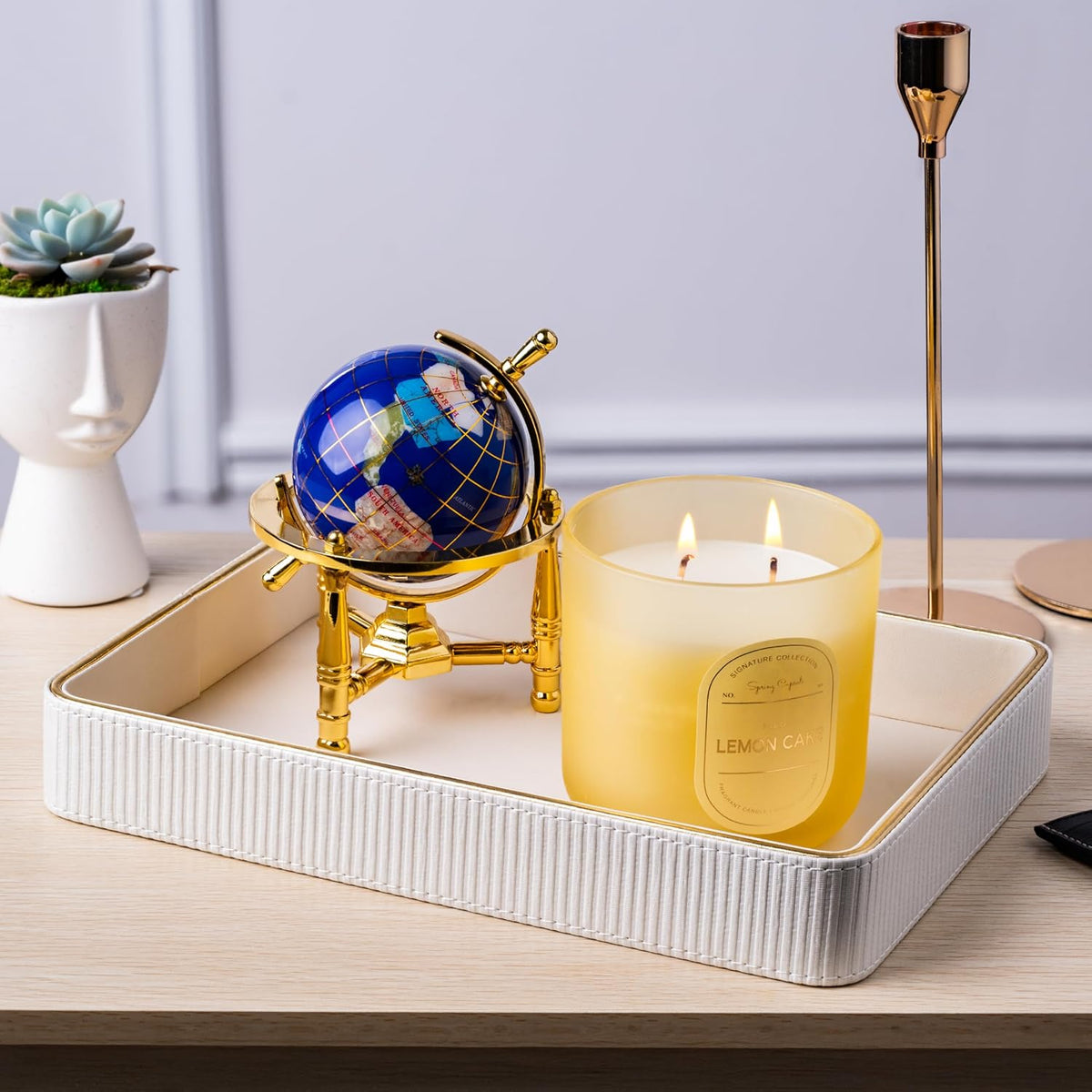 Perfume Tray Valet Tray Night Stand Bedside Organizer| Perfume Organizer Catchall| Perfume Trays for Dresser Vanity Tray for Dresser Countertop| Perfume Holder| Nightstand Organizer Women (White)