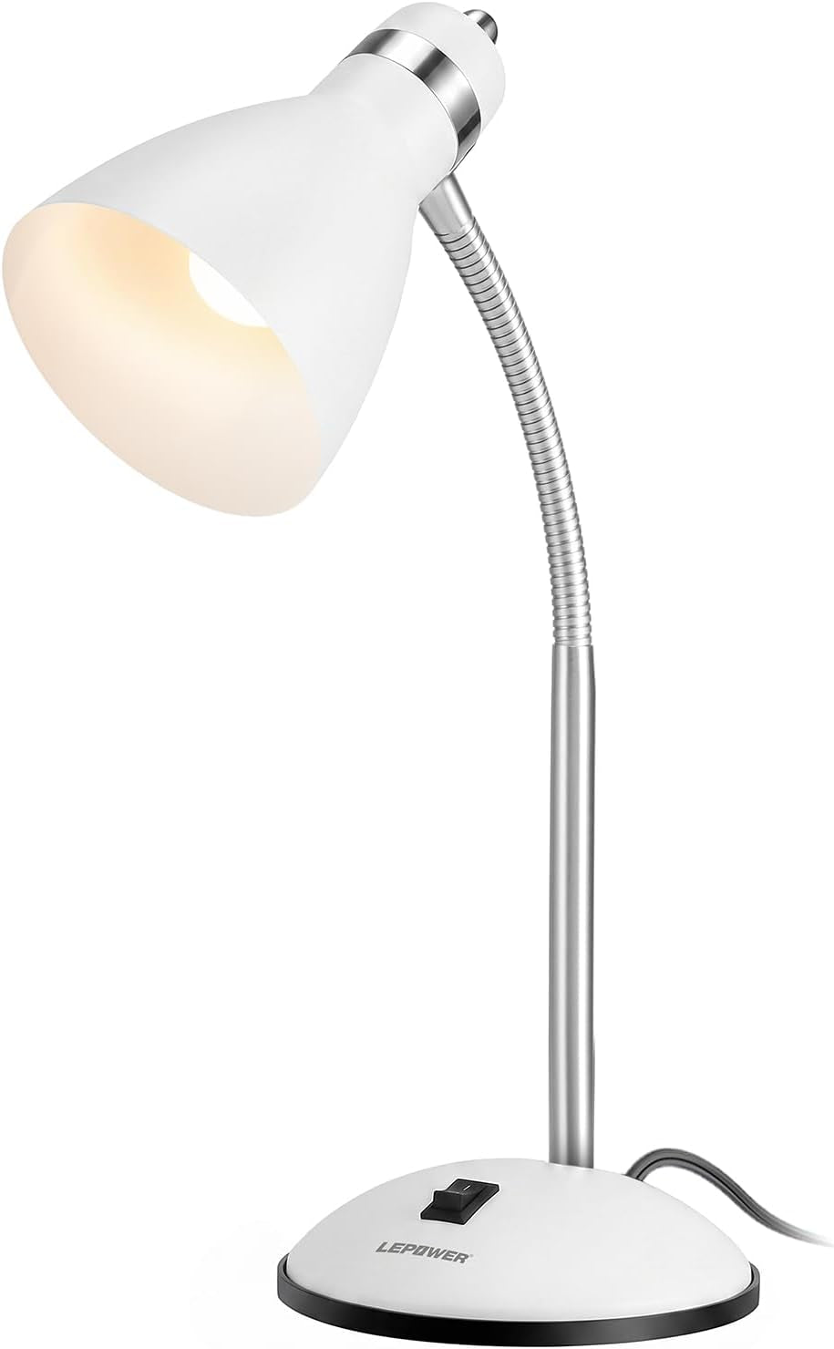 Metal Desk Lamp, Adjustable Gooseneck Reading Light for Bedroom