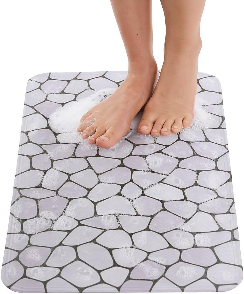 Bath Mat for Tub and Shower Floors - Non Slip Shower Mat – anti Slip Bathtub Mat with Strong Suction Cup Grip – Soft, Pebble Print Bathroom Mat for inside Bath and Showers (28X16 Pebble)