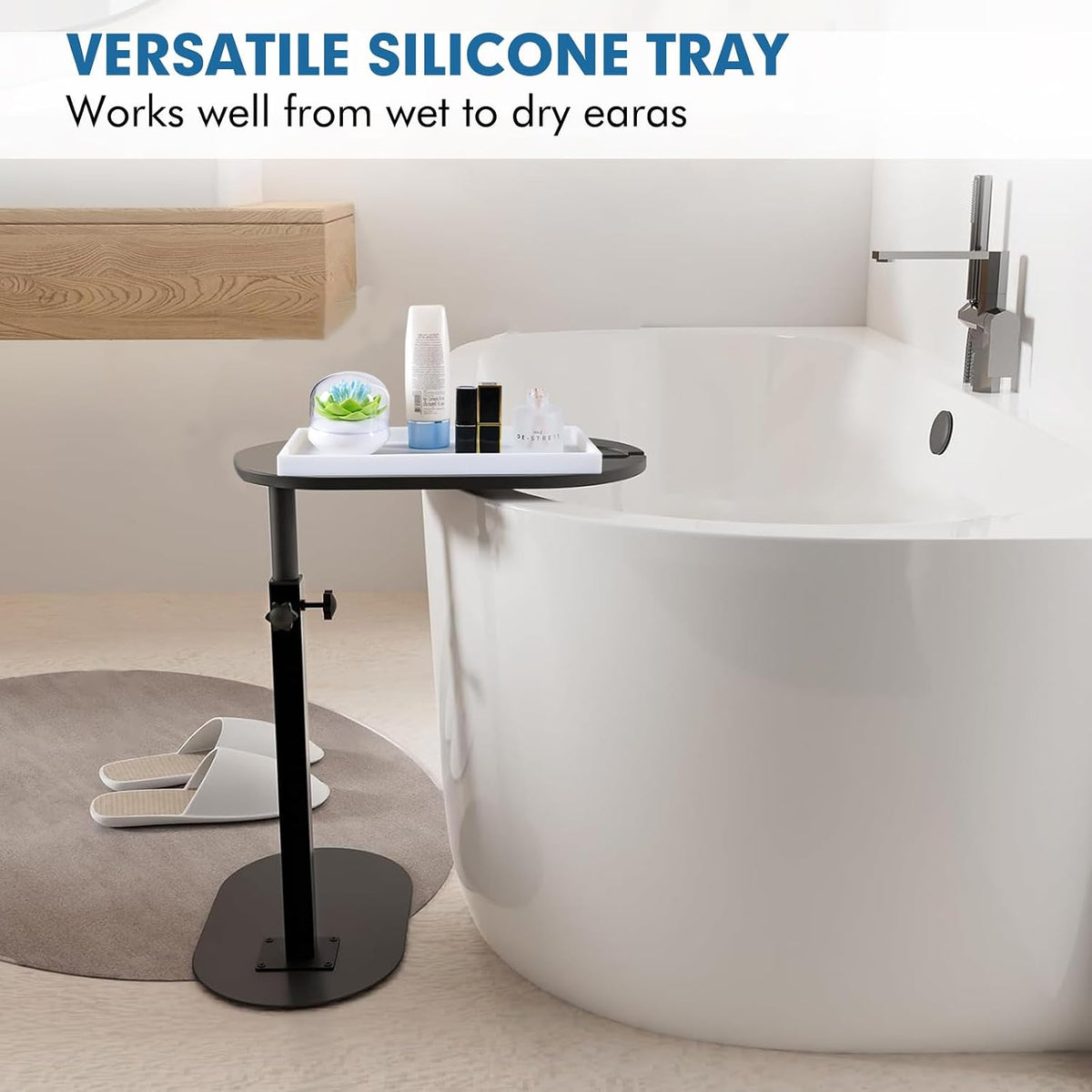 Counter Tray Set for Bathroom/Kitchen - 15.7" Silicone Tray for Kitchen Countertop, Soap and Sponge Holder, Bathroom Vanity Traty for Perfume,Jewelry,Candle,Key Tray