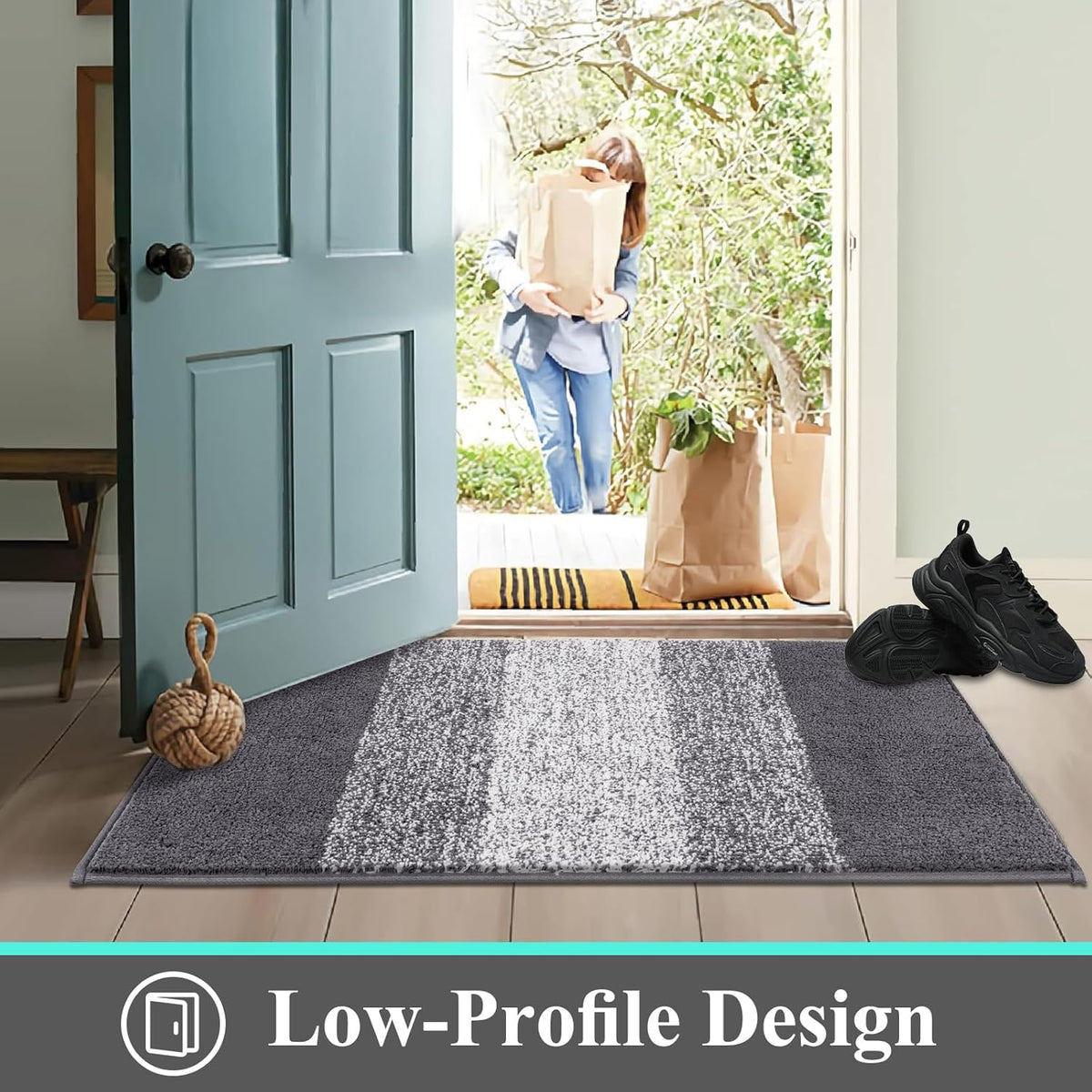 Indoor Doormat Entryway Grey Door Mat 36X59 Inch