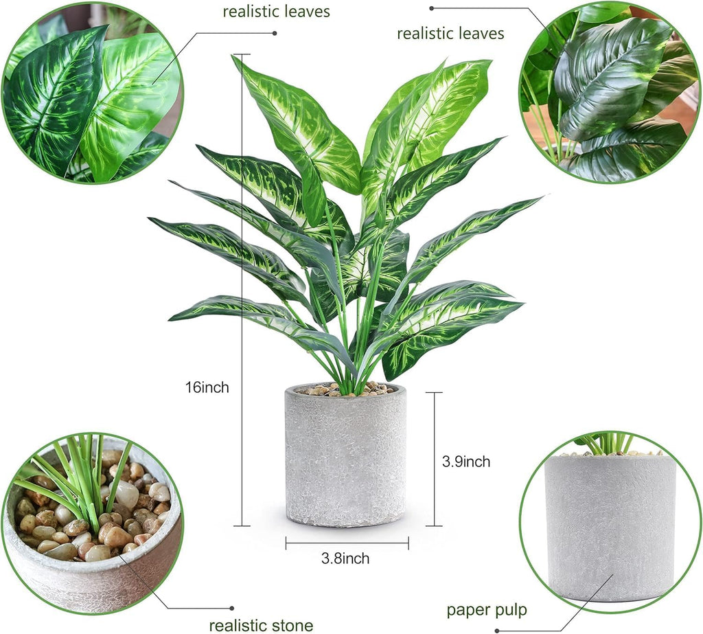 2 Pack 16" Fake Plants Sage Green for Bathroom Decor