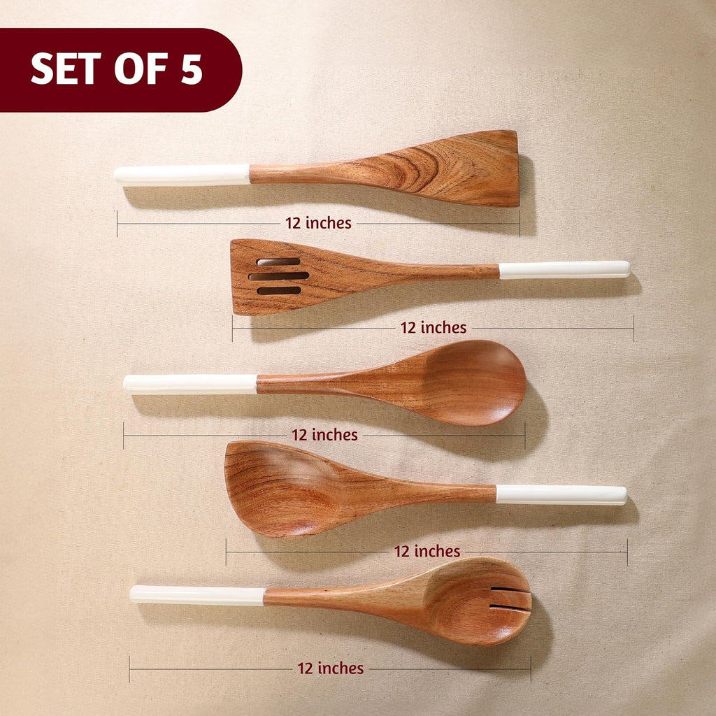 Premium Wooden Spoons for Cooking,Kitchen Utensils Set of 5(12")