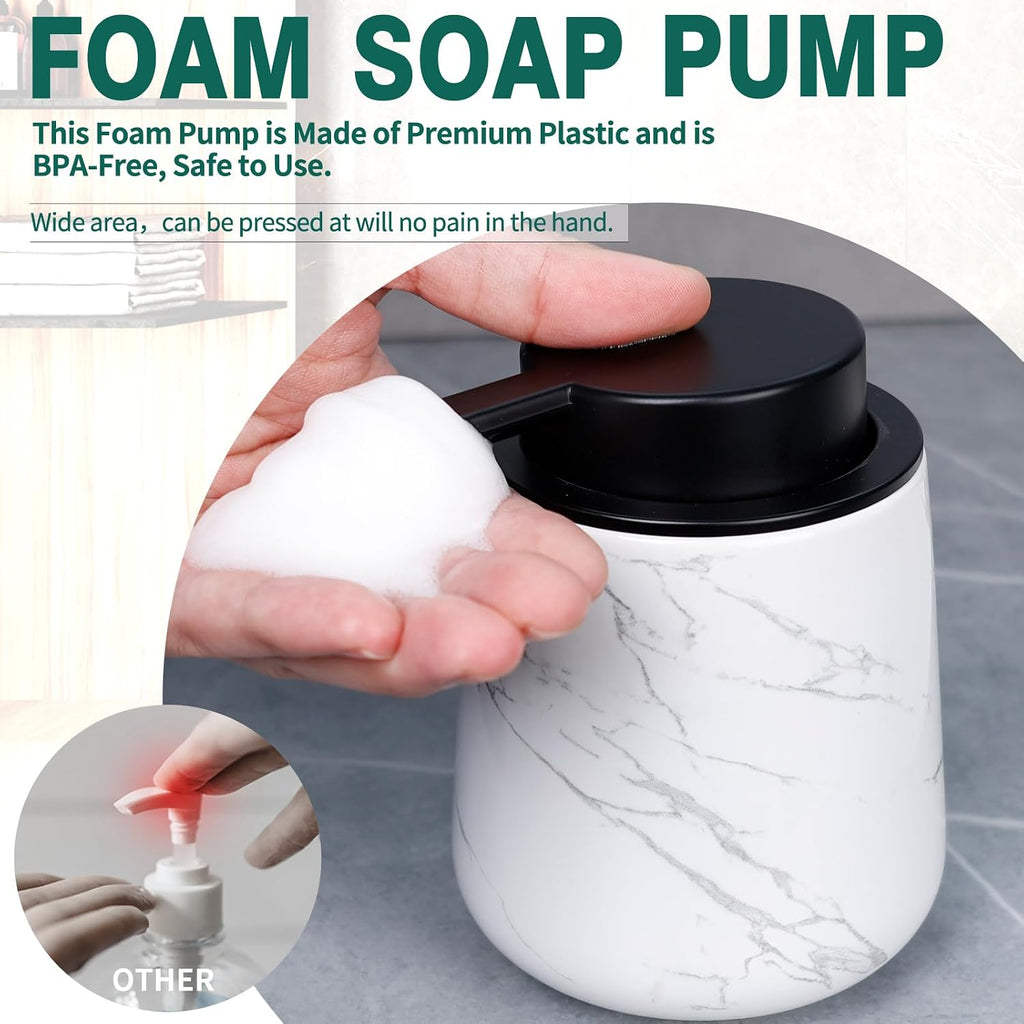 12Oz Ceramic Foam Soap Dispenser for Bathroom Kitchen Counter