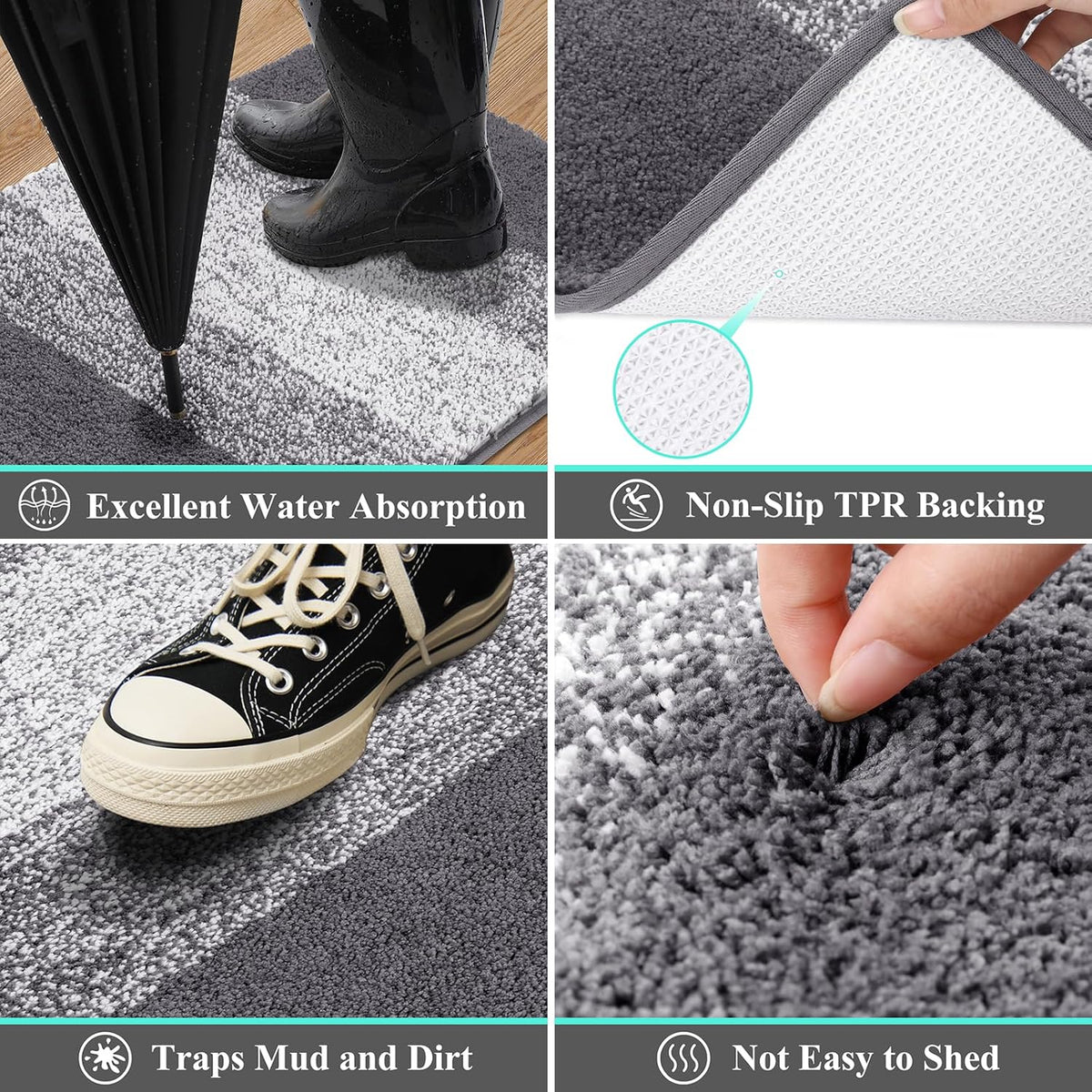 Indoor Doormat Entryway Grey Door Mat 36X59 Inch
