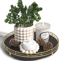 10-Inch Oak Lazy Susan Decorative Tray with Gold Finish
