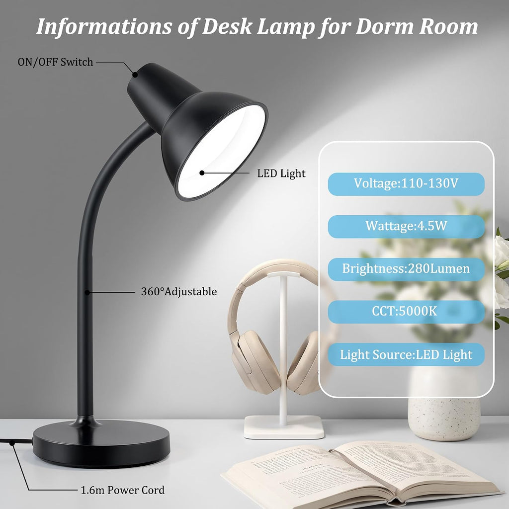 LED Desk Lamps for Home Office, Flexible Gooseneck Eye-Caring Study Lamps