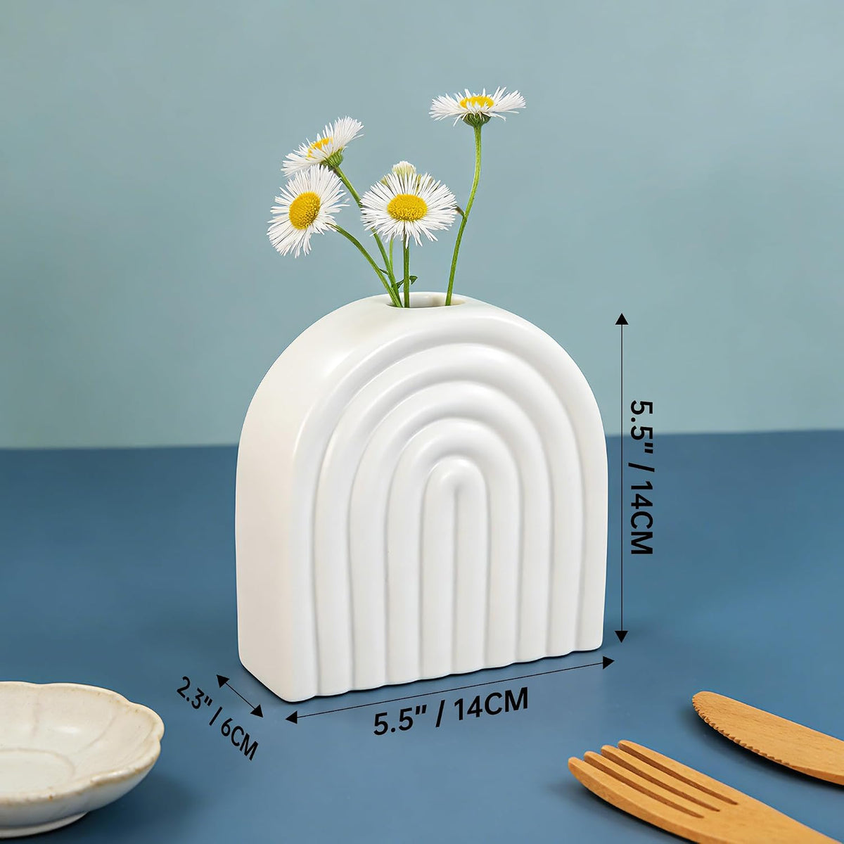 Arch Ceramic Vase for Table and Entryway Decor