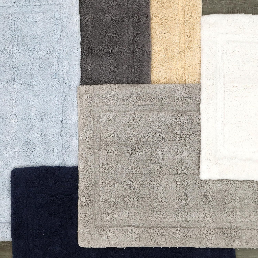 Lydia Border 100% Cotton Bath Mat - Non-Slip Bath Rug - Ivory - 27"X45"