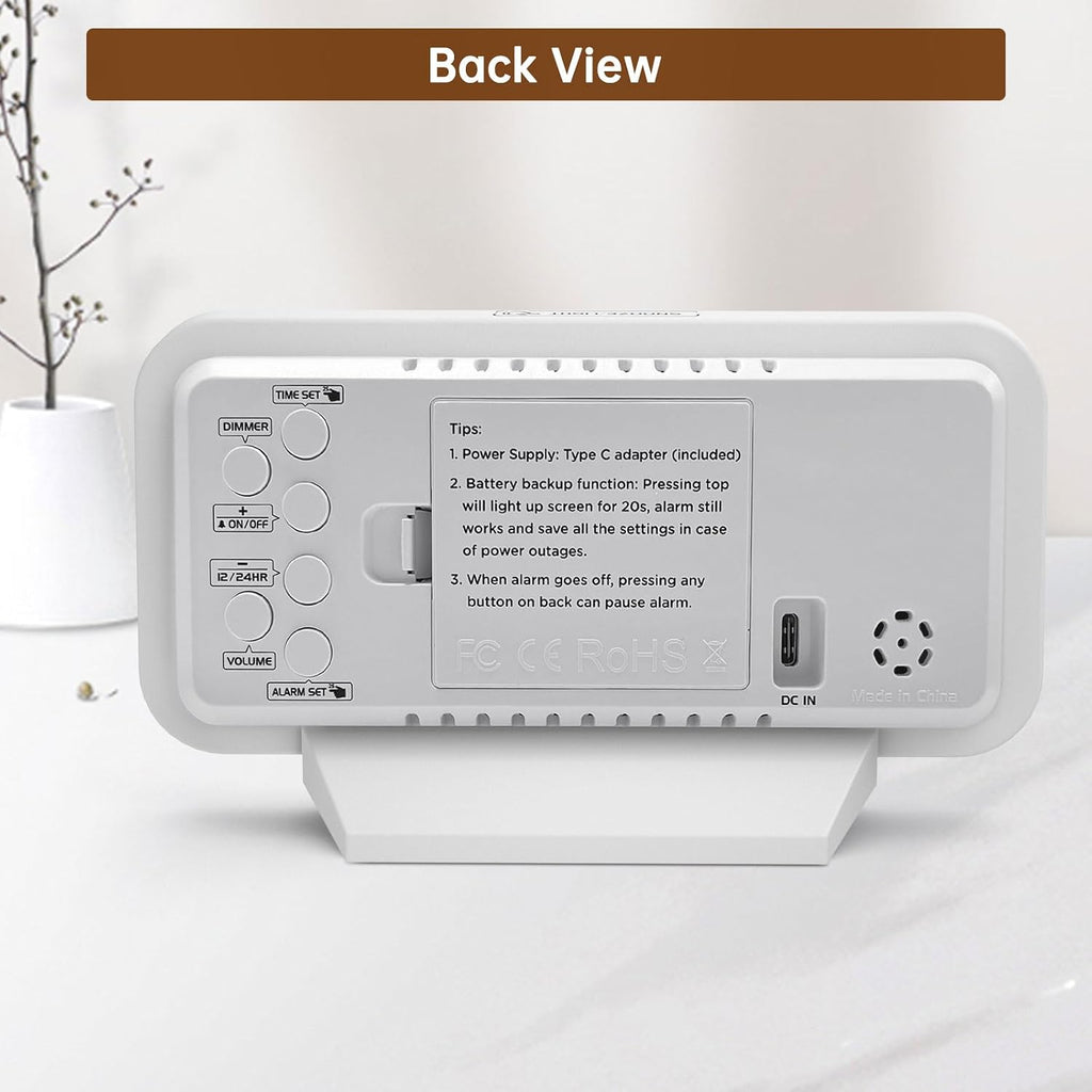 Slim Digital Mirror Aesthetic Alarm Clock for Bedrooms Desk Decor