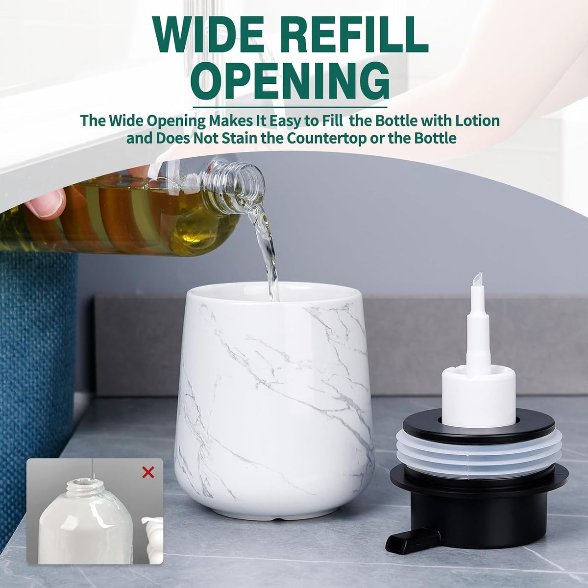 12Oz Ceramic Foam Soap Dispenser for Bathroom Kitchen Counter