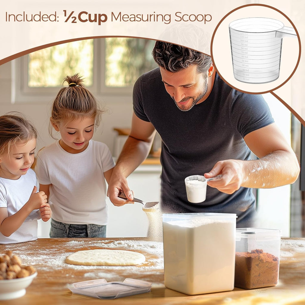 Airtight Flour and Sugar Container 2.6Qt & 5.5Qt 3Pack, Wide Mouth