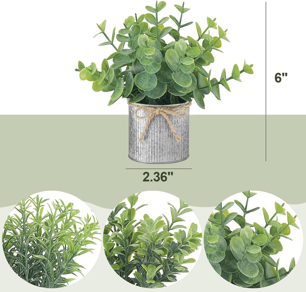 Small Fake Plants, 3 Pack Mini Faux Plants for Farmhouse Home Decor