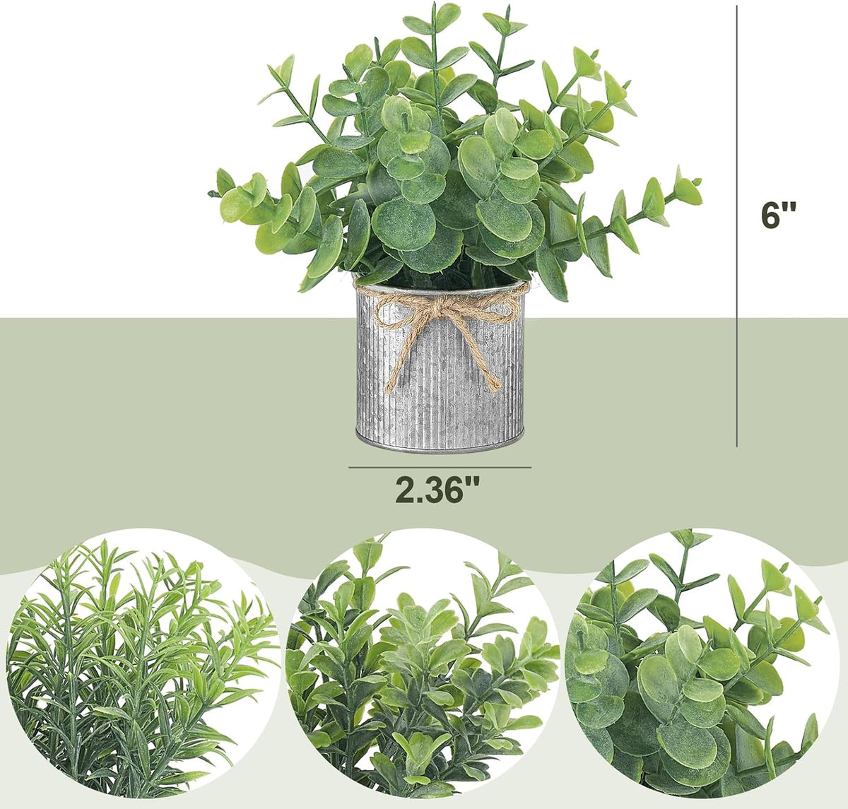 Small Fake Plants, 3 Pack Mini Faux Plants for Farmhouse Home Decor