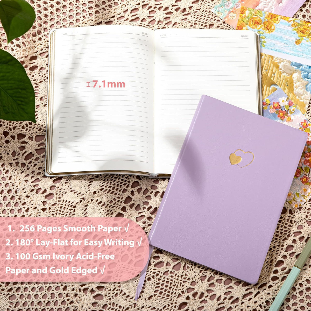 Journal for Women Girls, Cute Leather Journaling Notebook, Purple