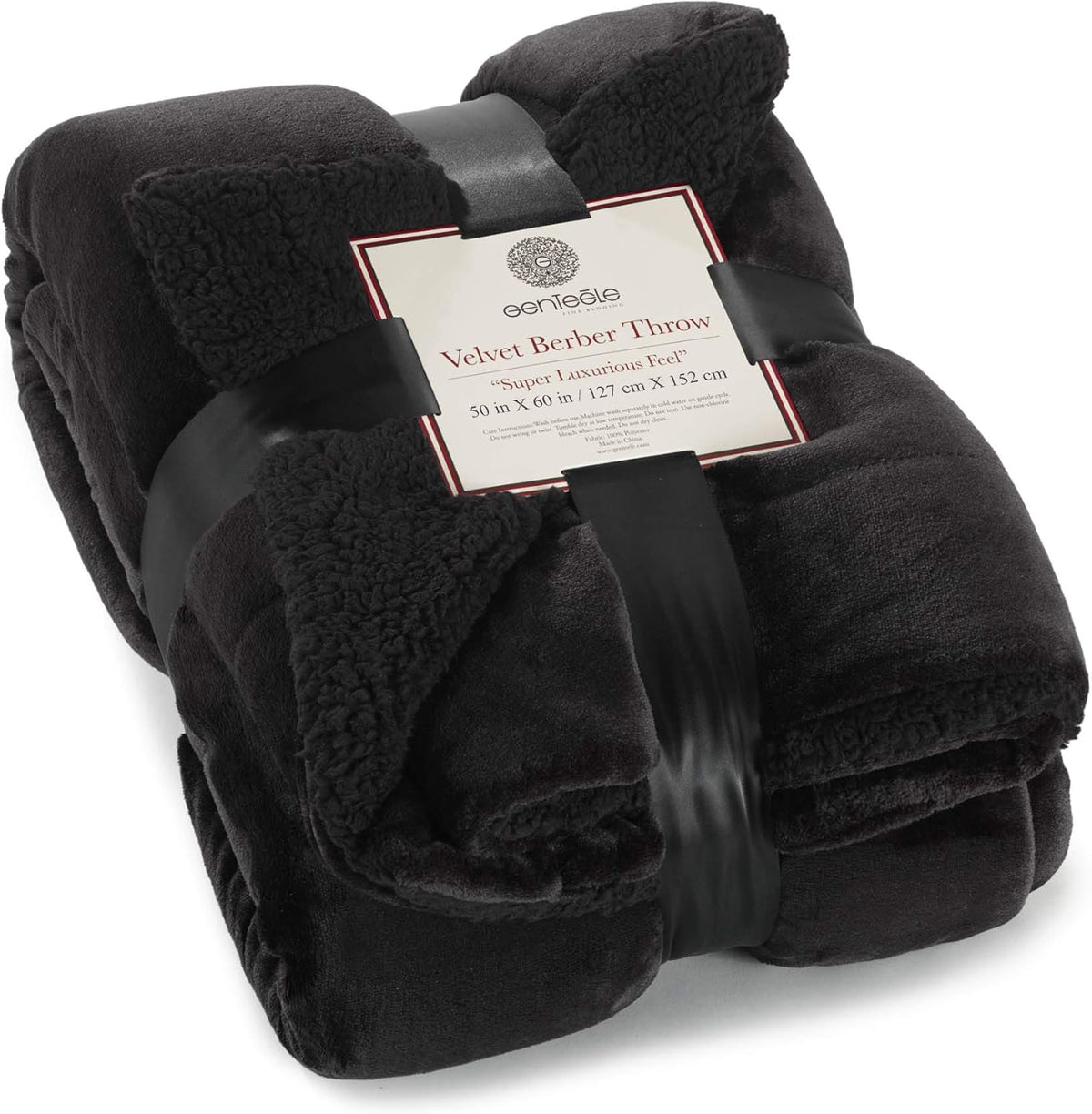 Sherpa Throw Blanket Super Soft Reversible Ultra Luxurious Plush Blanket, 50 X 60 Inches, Black/Black