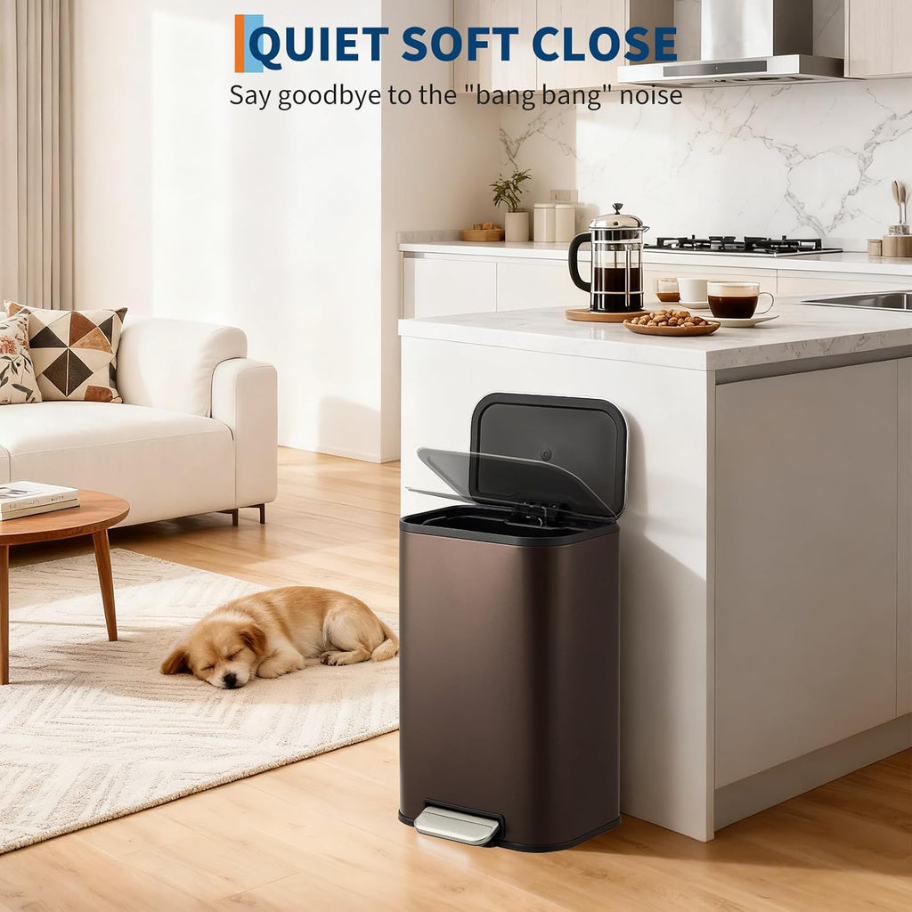 3.2 Gal Trash Can for Bathroom, Garbage Can with Soft-Close Lid