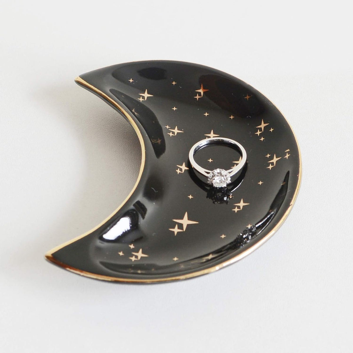 Small Moon Jewelry Dish Tray, Black